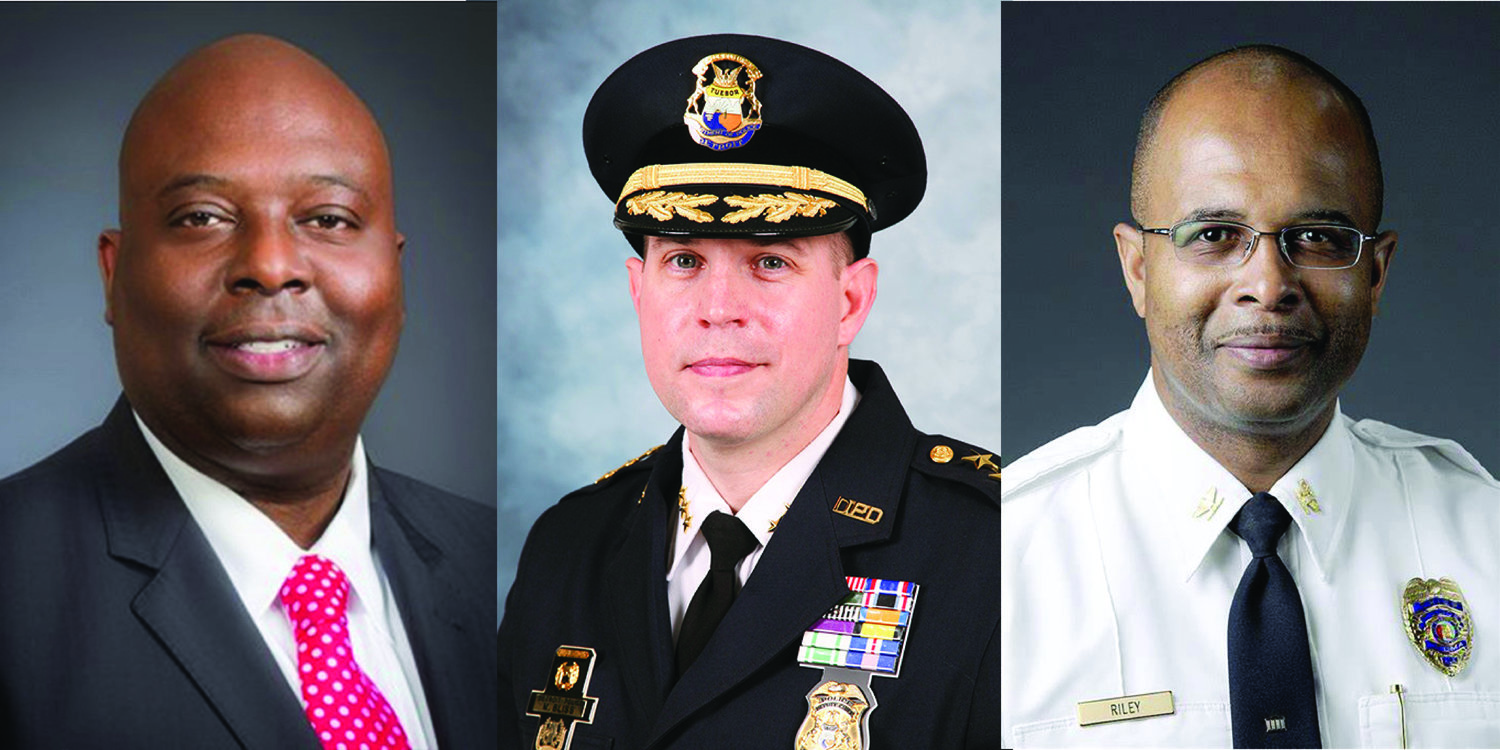 Finalists for Olympia's Chief of Police, announced March 11, 2022, are, l-r, Kenton Buckner, Mark Bliss and William Riley, III.